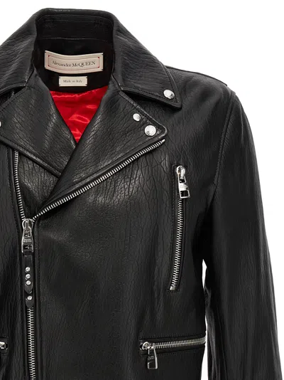 Alexander Mcqueen Slim-fit Zip-detailed Leather Biker Jacket