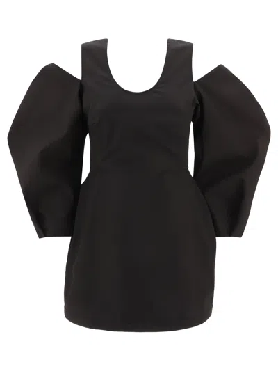 Jil Sander Gathered Cold-shoulder Top With Puff Sleeves