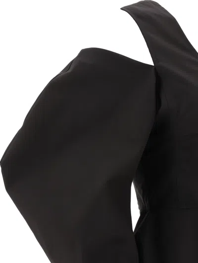 Jil Sander Gathered Cold-shoulder Top With Puff Sleeves