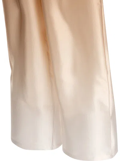 Sleep No More Beige Silk Trousers With Ombre Effect In Brown