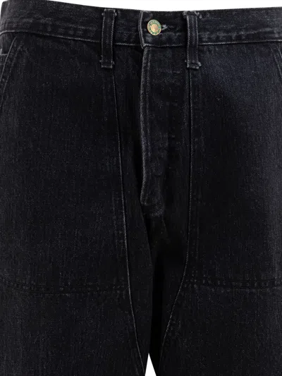 Brain Dead Mid-length Relaxed Fit Indigo Denim Trousers In Black