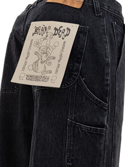 Brain Dead Mid-length Relaxed Fit Indigo Denim Trousers In Black