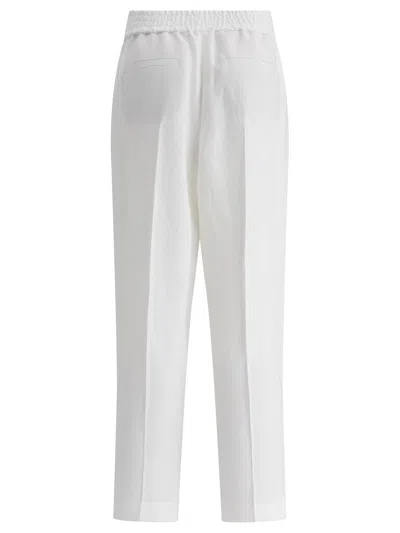 Brunello Cucinelli Pressed Crease Tapered Leg Trousers In White