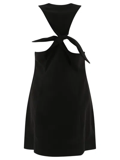 Ganni Sleeveless Twill Dress With Button Front