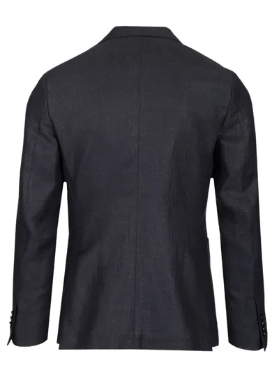 Ermenegildo Zegna Unlined Jacket In Linen And Wool Blend Jackets Blue