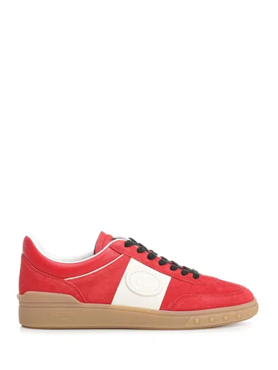 Valentino Garavani Upvillage Low Top Trainer In Split Leather And Calfskin Nappa Leather