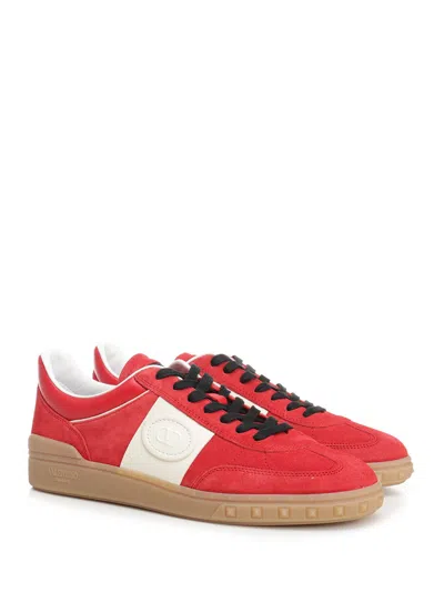 Valentino Garavani Upvillage Low Top Trainer In Split Leather And Calfskin Nappa Leather