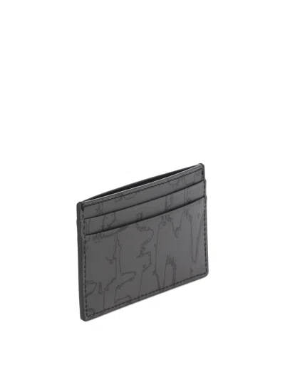 Alexander Mcqueen Graffiti Leather Wallet In Gray
