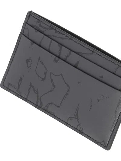 Alexander Mcqueen Graffiti Leather Wallet In Gray