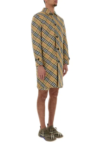 Shop Burberry Men Embroidered Polyester Trench Coat