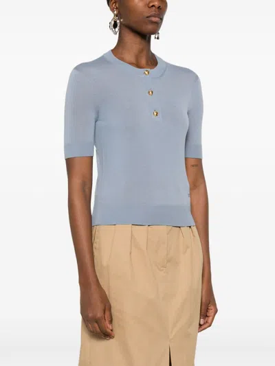 Celine Triomphe Short-sleeved Sweater In Blue