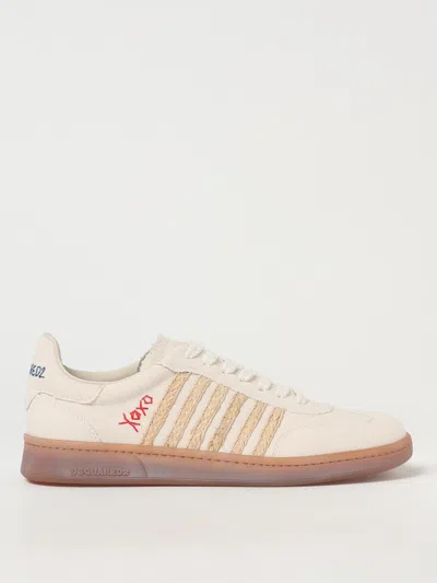 Dsquared2 Summer Lovers Canvas And Rafia Sneakers In Neutral