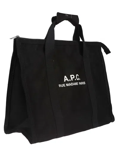 Apc Black Gym Bag With Contrasting Logo Print