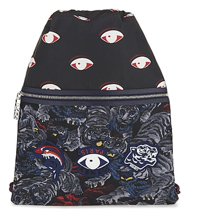 Shop Kenzo Olympic Flying Tiger Drawstring Bag In Dark Grey