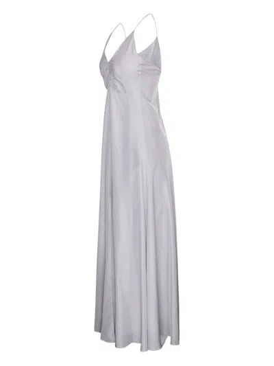 Forte Forte A-line Silver Silk Maxi Dress With Spaghetti Strap