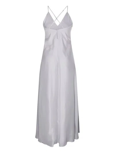 Forte Forte A-line Silver Silk Maxi Dress With Spaghetti Strap