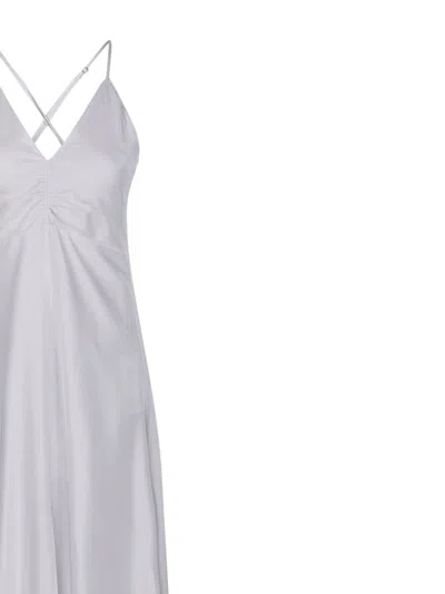 Forte Forte A-line Silver Silk Maxi Dress With Spaghetti Strap