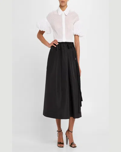 Dice Kayek Polka-dot Puff-sleeve Button-down Shirt In White