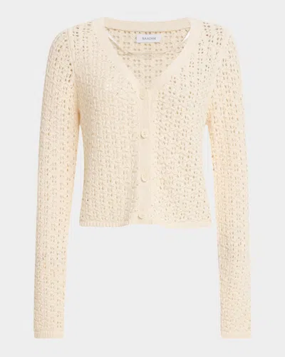 Naadam Artisanal-stitch Pima Cotton Cardigan In Neutral