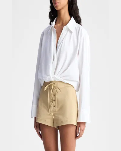 A.l.c Leo Cropped Cotton Shirt In White In White