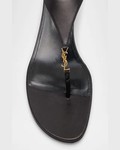 Saint Laurent Cassandra Smooth Leather Wedge Sandals
