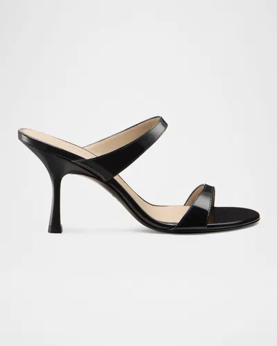 Stuart Weitzman Nudist Patent Leather Dual-strap Sandals In Black