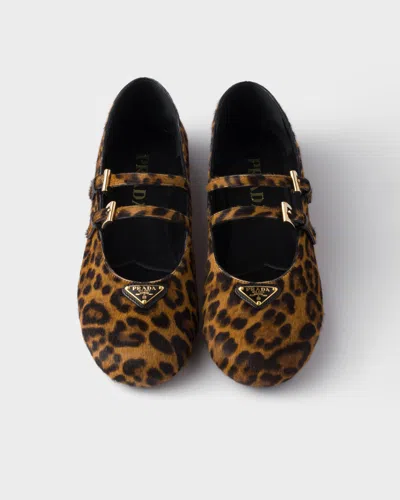 Prada Printed Leather Ballet Flats