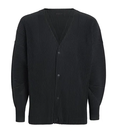 Issey Miyake Ribbed Texture V-neck Sweater With Long Sleeves In Black