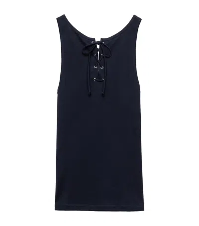 Prada Lace-up Detail Tank Top In Blue