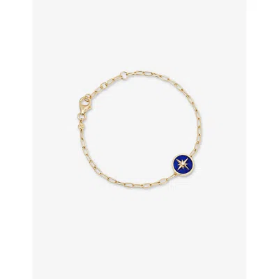 Astley Clarke Womens Polaris 18ct Yellow Gold Vermeil And Lapis Locket Bracelet