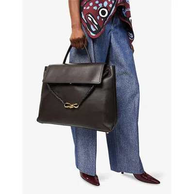 Bottega Veneta Womens Fondant-m Brass Andiamo Large Leather Top-handle Bag