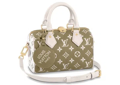 Pre-owned Louis Vuitton Women's  Speedy Bandouliere 20 In Khaki Green/beige/cream In Multi