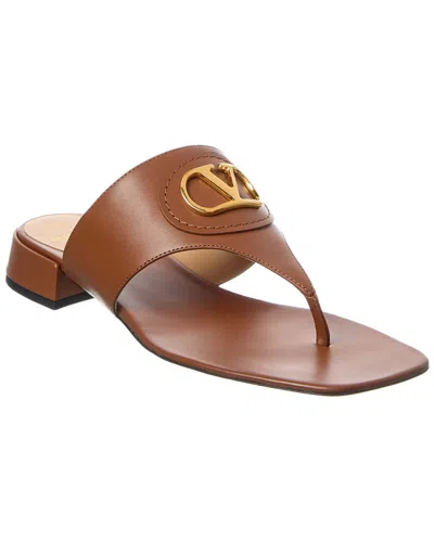 Valentino Garavani Tobacco Vlogo Signature Thong Sandals In Brown