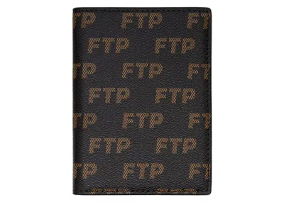 Pre-owned Ftp Men's  Logo Repete Passport Holder In Brown