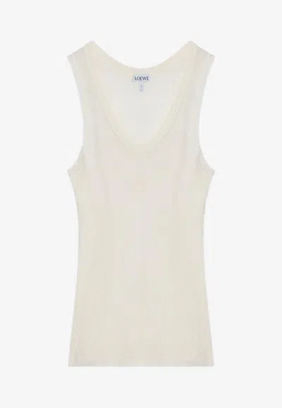 Loewe White Silk Tank Top With Anagram Logo Women