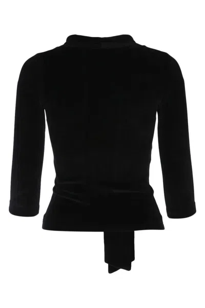 Balenciaga Scarf Turtleneck Terry-cloth Blouse In Black