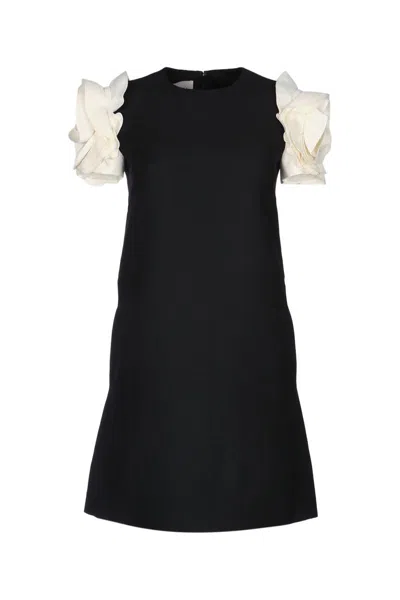 Valentino Dress With Round Neckline And Ruffled Sleeves