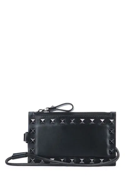 Valentino Rectangular Wallet Studded Wrist Strap