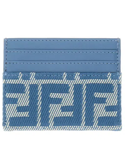 Fendi Blue Denim Cotton Card Holder