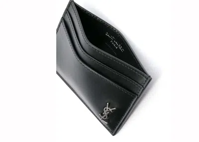 Pre-owned Saint Laurent Men's  Tin Mon Card Case In Black