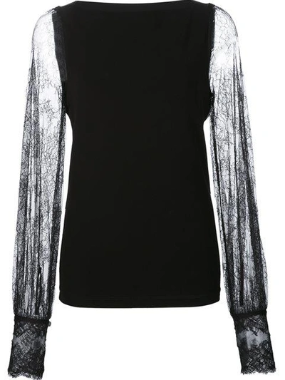Plein Sud Sheer Lace Sleeve Blouse - Black In Black
