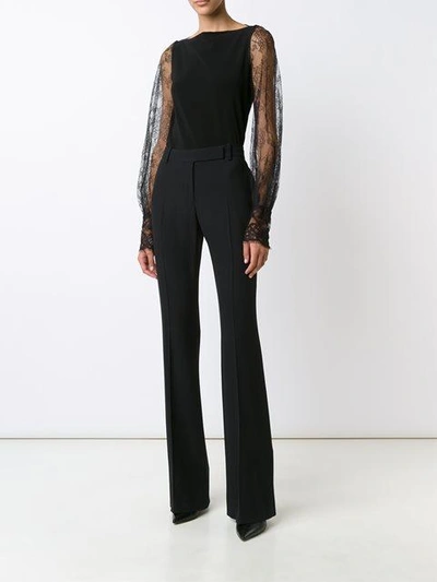 Plein Sud Sheer Lace Sleeve Blouse - Black In Black