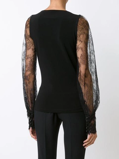 Plein Sud Sheer Lace Sleeve Blouse - Black In Black