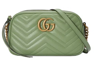 Pre-owned Gucci Women's  Gg Marmont Matelasse Shoulder Bag In Sage Green