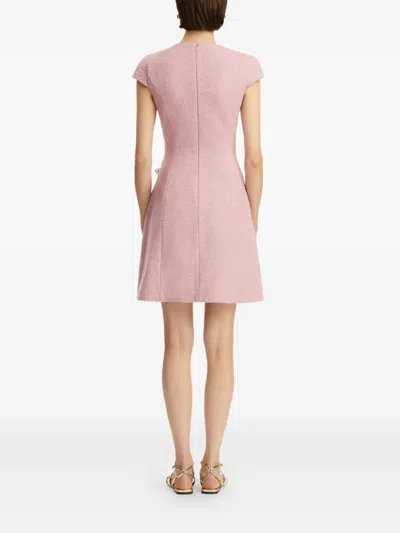 Oscar De La Renta Cap-sleeve Butterfly-slit Tweed Mini Dress In Lily