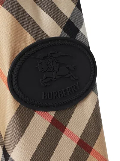 Burberry Check Ekd Embroidered Hooded Windbreaker Jacket