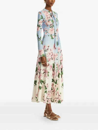 Oscar De La Renta Ombr Cherry Blossom Jersey Dress
