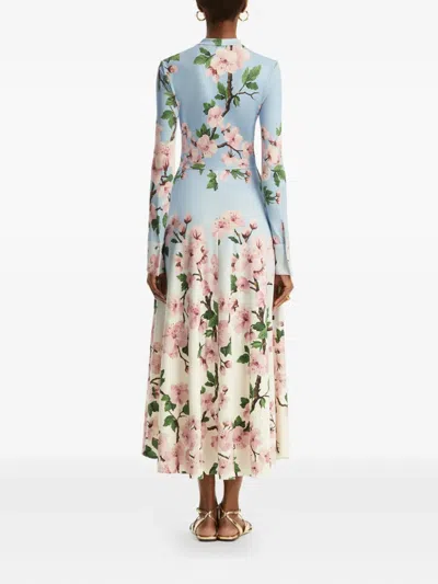 Oscar De La Renta Ombr Cherry Blossom Jersey Dress