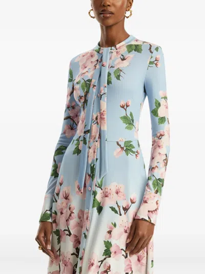Oscar De La Renta Ombr Cherry Blossom Jersey Dress