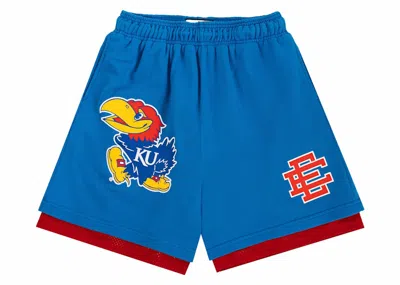 Pre-owned Eric Emanuel Men's  Ee Double Layer Kansas Short In Blue/red